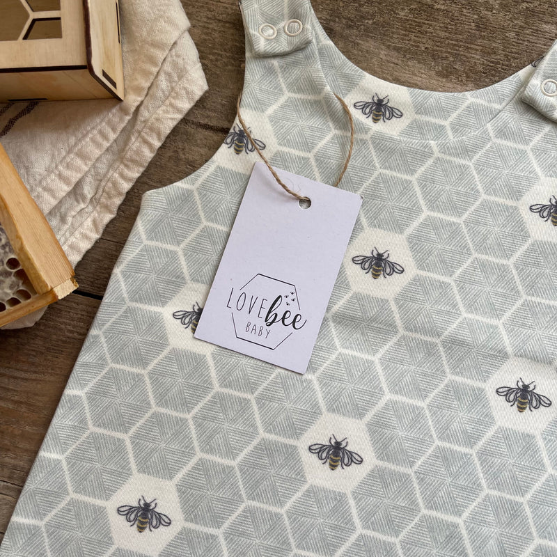 Lovebee Club Honeycomb Bee Blue Footed romper Children baby Organic