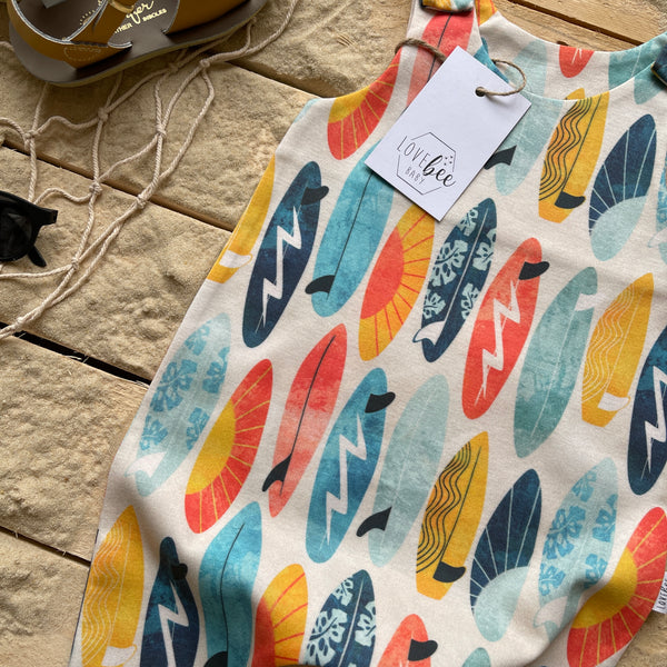 Lovebeeclub Surf Boards Romper Organic Child Baby Clothing