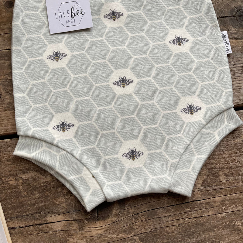 Lovebee Club Honeycomb Bee Blue Bloomer Romper Children baby