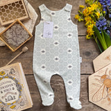 Lovebee Club Honeycomb Bee Blue Footed romper Children baby Organic