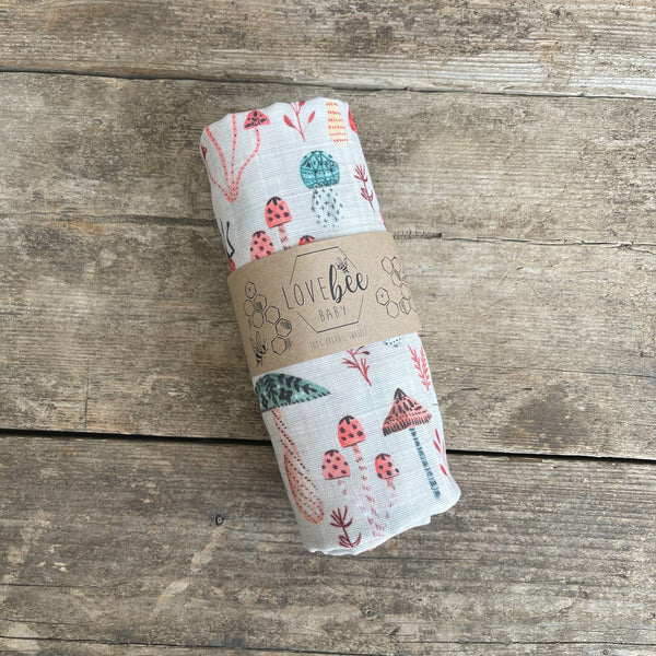 Lovebeeclub Mushroom Bug Swaddle Blanket Organic Child Baby Clothing