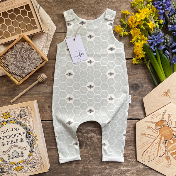 Lovebee Club Honeycomb Bee Blue Romper Children baby Organic
