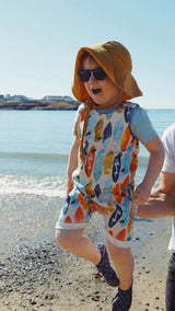 Lovebeeclub Surf Boards Short Romper Organic Child Baby Clothing