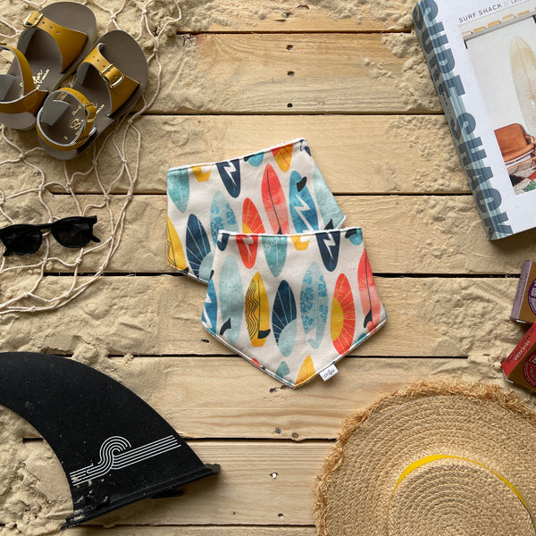 Lovebeeclub Surf Boards Dribble Bib Organic Child Baby Clothing