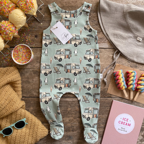 Ice Cream Van Footed Romper | Ready To Post
