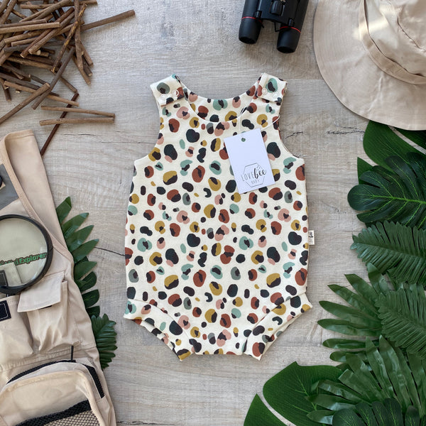 Lovebee Club Leopard Bloomer Romper Organic Child Baby Clothing