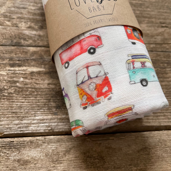 LoveBee Club Camper Muslin Swaddle Blanket Baby Clothing Organic