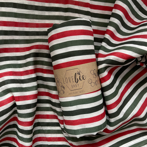 Christmas Stripe Organic Swaddle Blanket