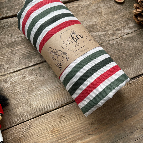 Christmas Stripe Organic Swaddle Blanket