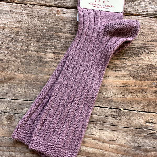 Cotton Rib Knee High Socks | Iris