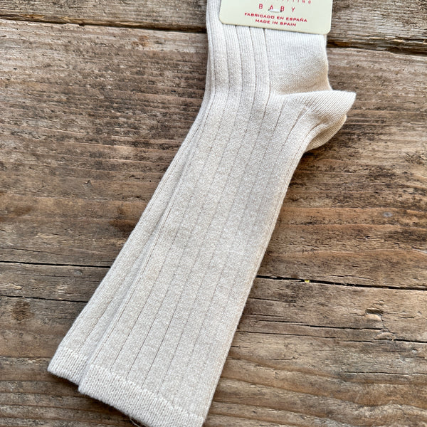 Cotton Rib Knee High Socks | Linen