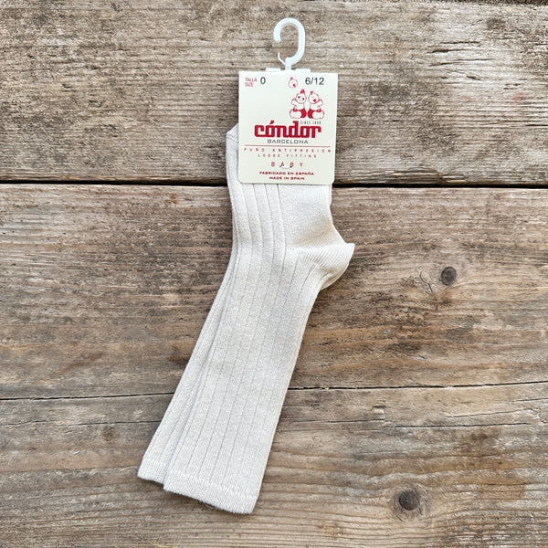 Cotton Rib Knee High Socks | Linen