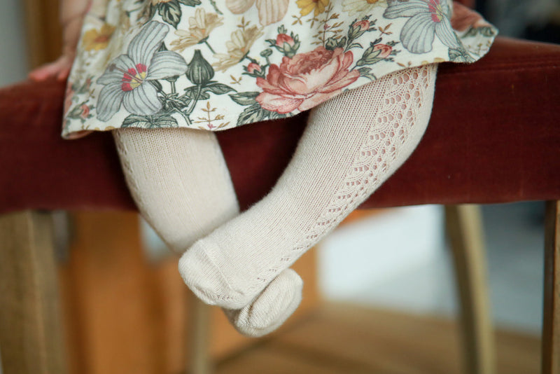 Cotton Side Openwork Tights | Linen | Last Sizes
