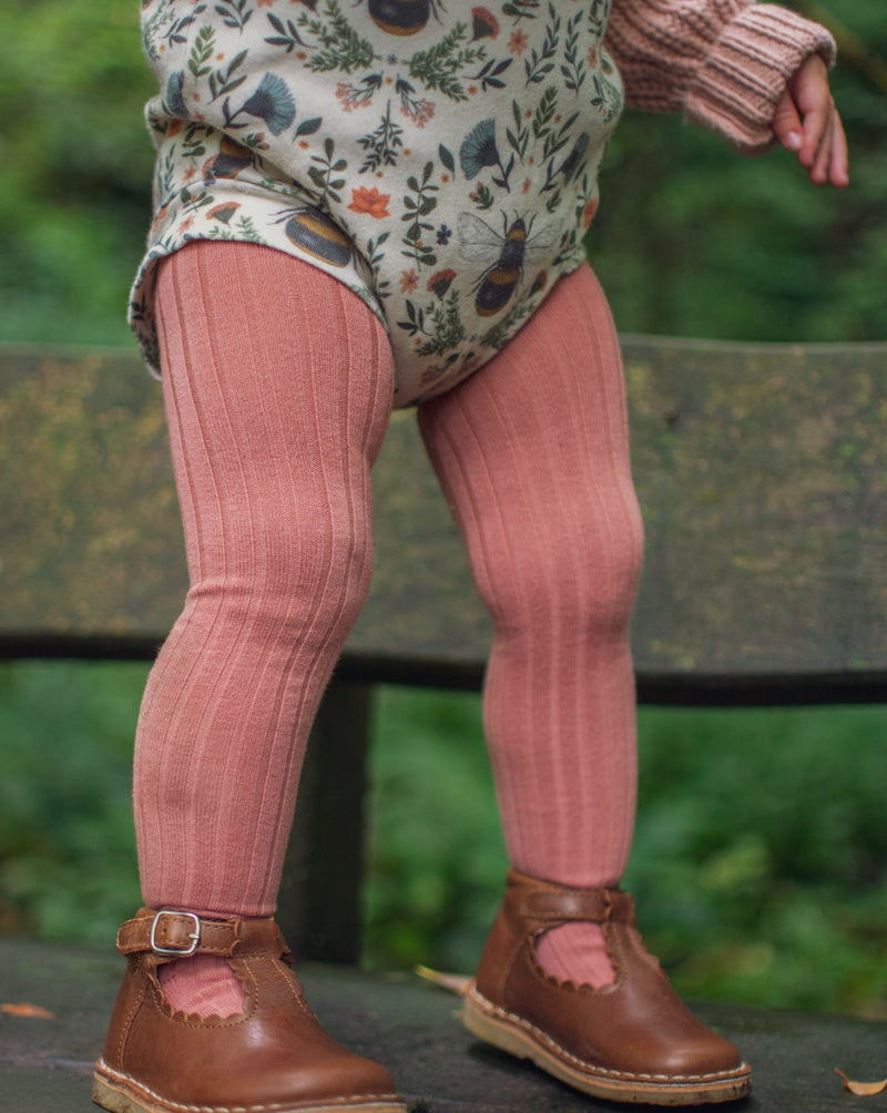 Cotton Rib Tights | Terracotta