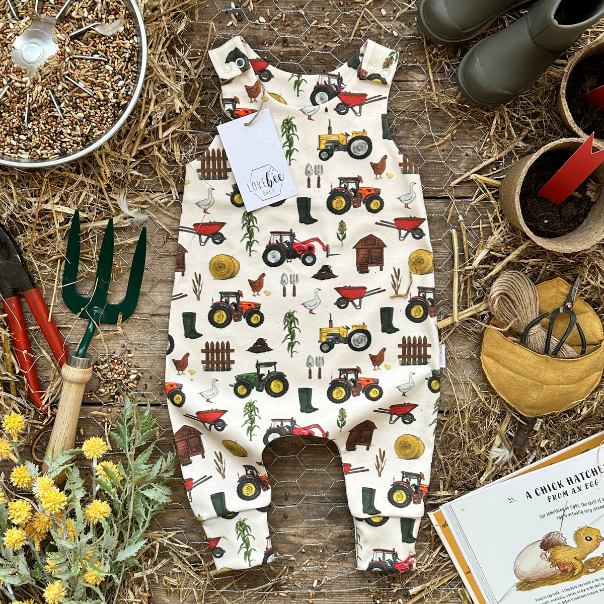 Katies Farm Long Romper – LoveBeeBaby