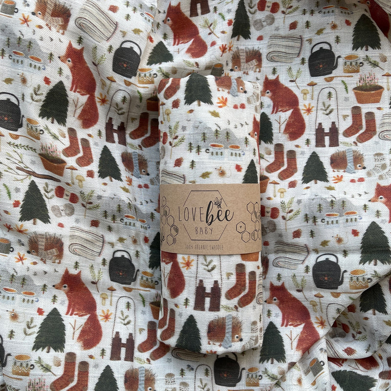 Forest Friends Organic Swaddle Blanket
