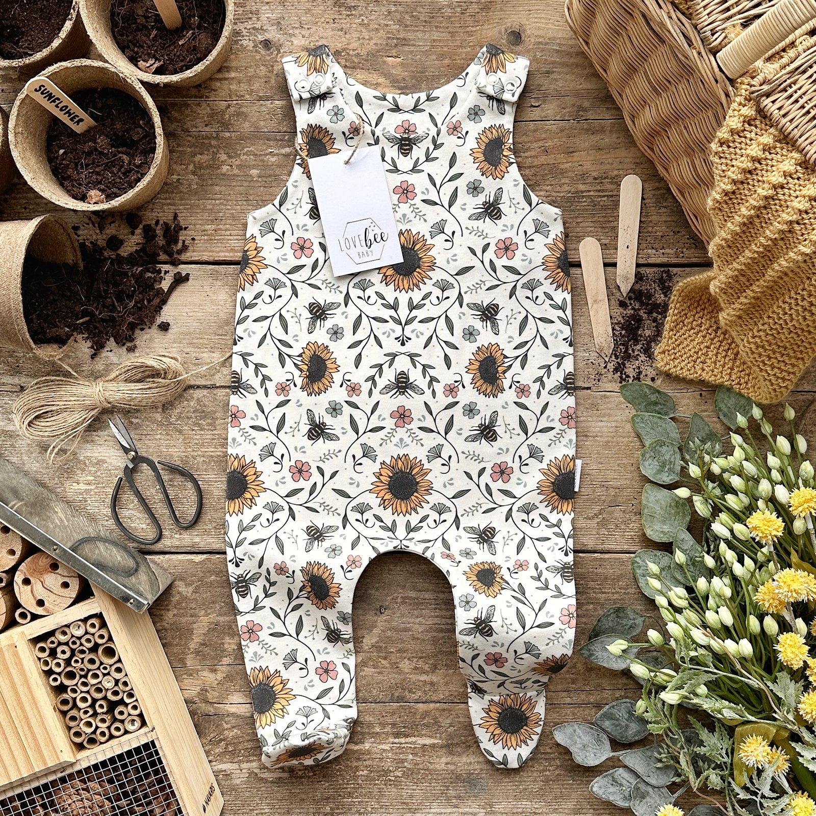 Sunflower Bee Footed Romper – LoveBeeBaby