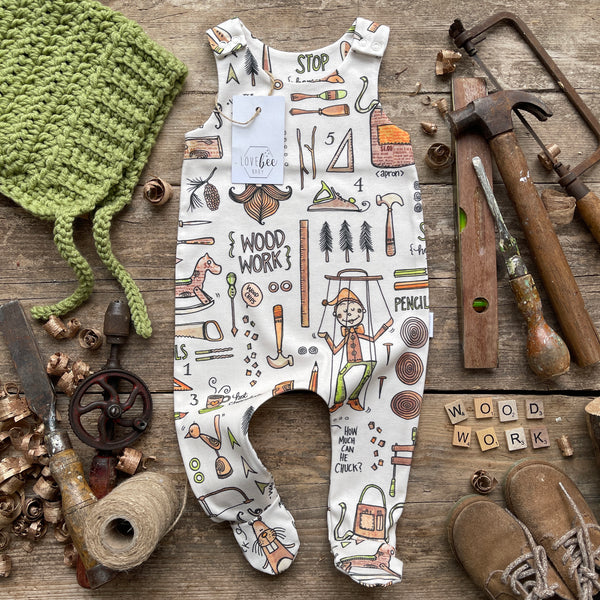 Woodleys Workshop Footed Romper | Ready To Post